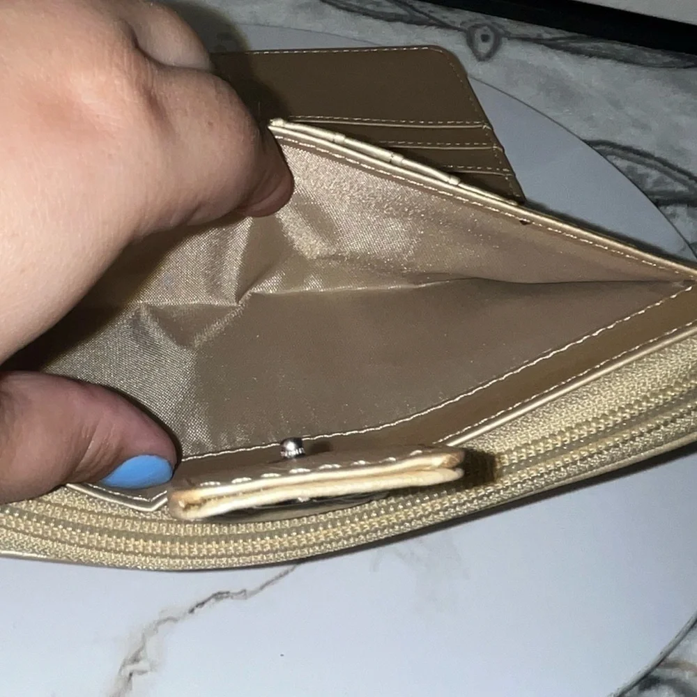 Giani Bernini All-In-One Zip Around Wallet, Champagne Gold, Metallic Leather - Picture 8 of 16